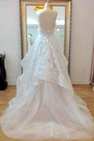 A-line Sweetheart Lace Appliqued Wedding Dress Court Train Wedding Dress N2265