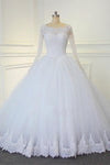 White Ball Gown Long Sleeves Bridal Dresses with Lace, Gorgeous Wedding Dresses N1309