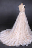 Puffy Sleeveless Lace Wedding Dress, Elegant A Line Backless Bridal Dress N2296