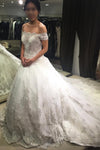 Gorgeous Ball Gown Off-the-shoulder Chapel Train Lace Wedding Dresses,Bridal Dresses,N467