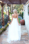 Simple A-line Backless Tulle Long Wedding Dresses - Bohogown