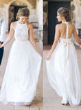 White Lace Tulle Long Wedding Dresses,Beach Wedding Dresses Z0004 - Bohogown