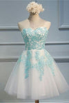 Cute Sweetheart Lace Tulle Short Homecoming Dresses For Teens - Bohogown