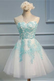 Cute Sweetheart Lace Tulle Short Homecoming Dresses For Teens - Bohogown